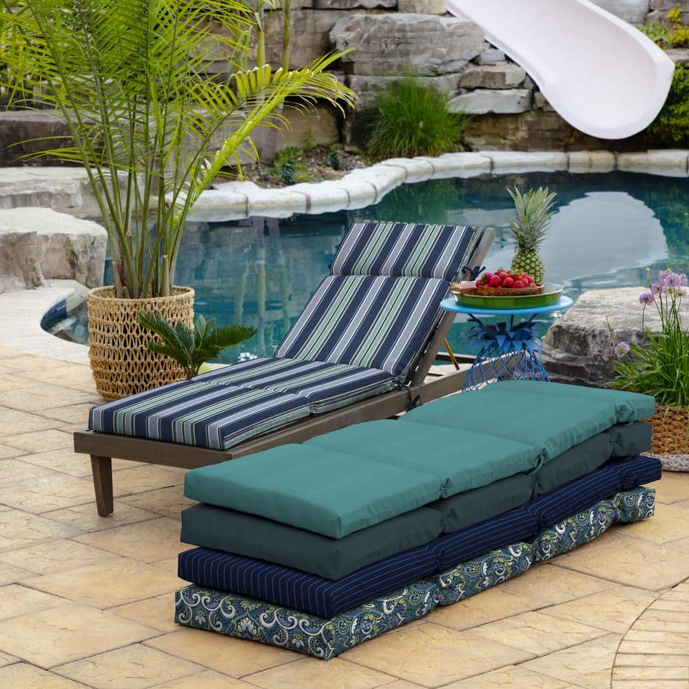 Sapphire Aurora Blue Stripe Outdoor Chaise Lounge Cushion