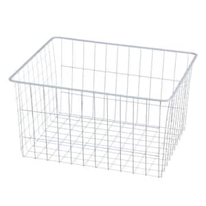 11 in. H x 17 in. W White Steel 1-Drawer Wide Mesh Wire Basket