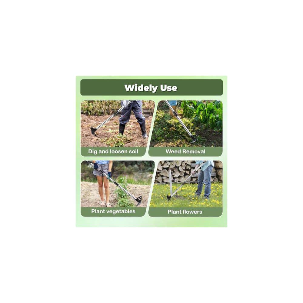 Misopily 60 Weed Puller Tool Long Handle Manual Weeder Remover 2 in 1 Hand Weed Rake Garden Hoe PH02028B186