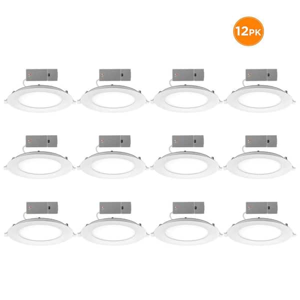6 in. Canless Integrated LED Recessed Light Trim 900 Lumens Adjustable CCT Kitchen Bathroom Remodel Wet Rated (12-Pack)