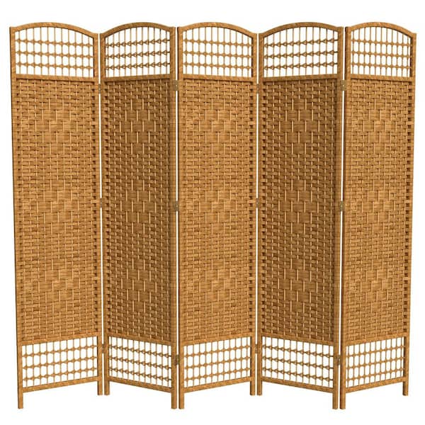 Oriental Furniture 5.5 ft. Light Beige 5-Panel Room Divider