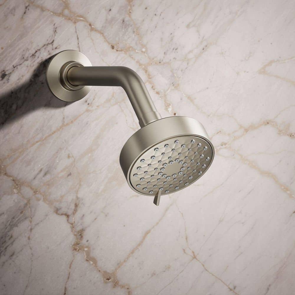 Vibrant Brushed Nickel Multifunction Wall Mounted Showerhead