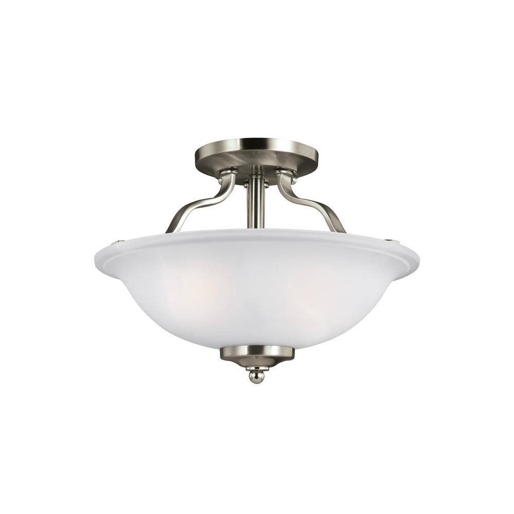 Brushed Nickel 13" Satin Etched Glass Semi-Flush Mount Light