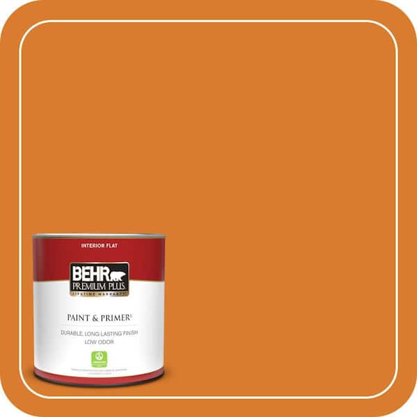 BEHR PREMIUM PLUS 1 qt. #270B-7 Bonfire Flat Low Odor Interior Paint & Primer
