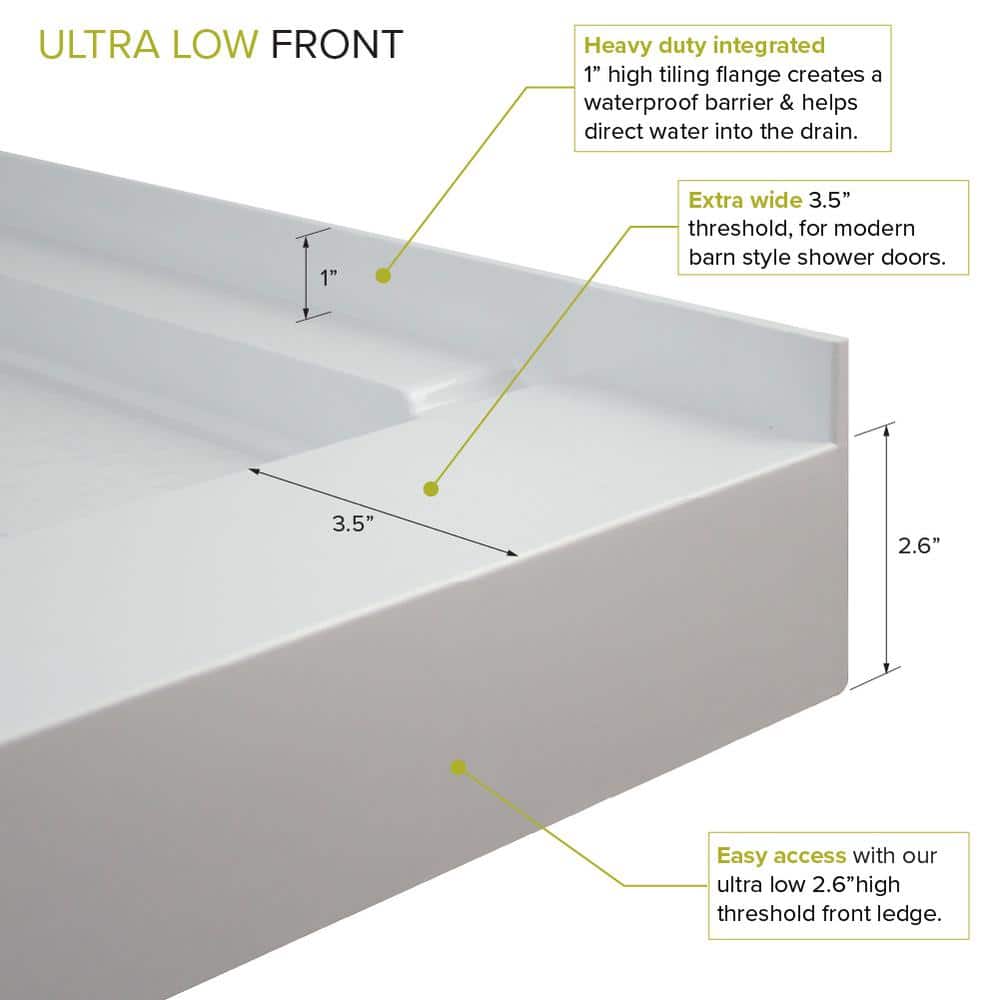 Gray 60'' x 30'' Rectangular Shower Base with Left Drain