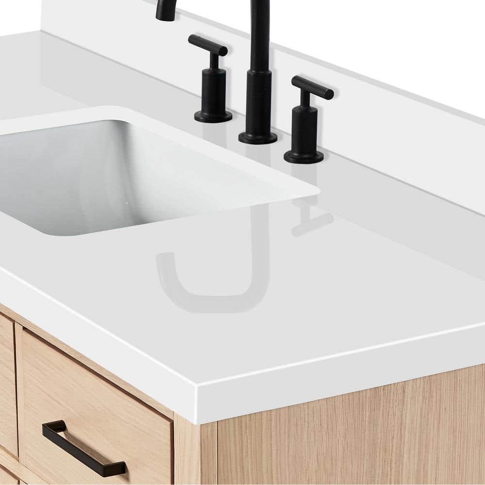 Hepburn 55" Oak Freestanding Single Sink Vanity with Quartz Top