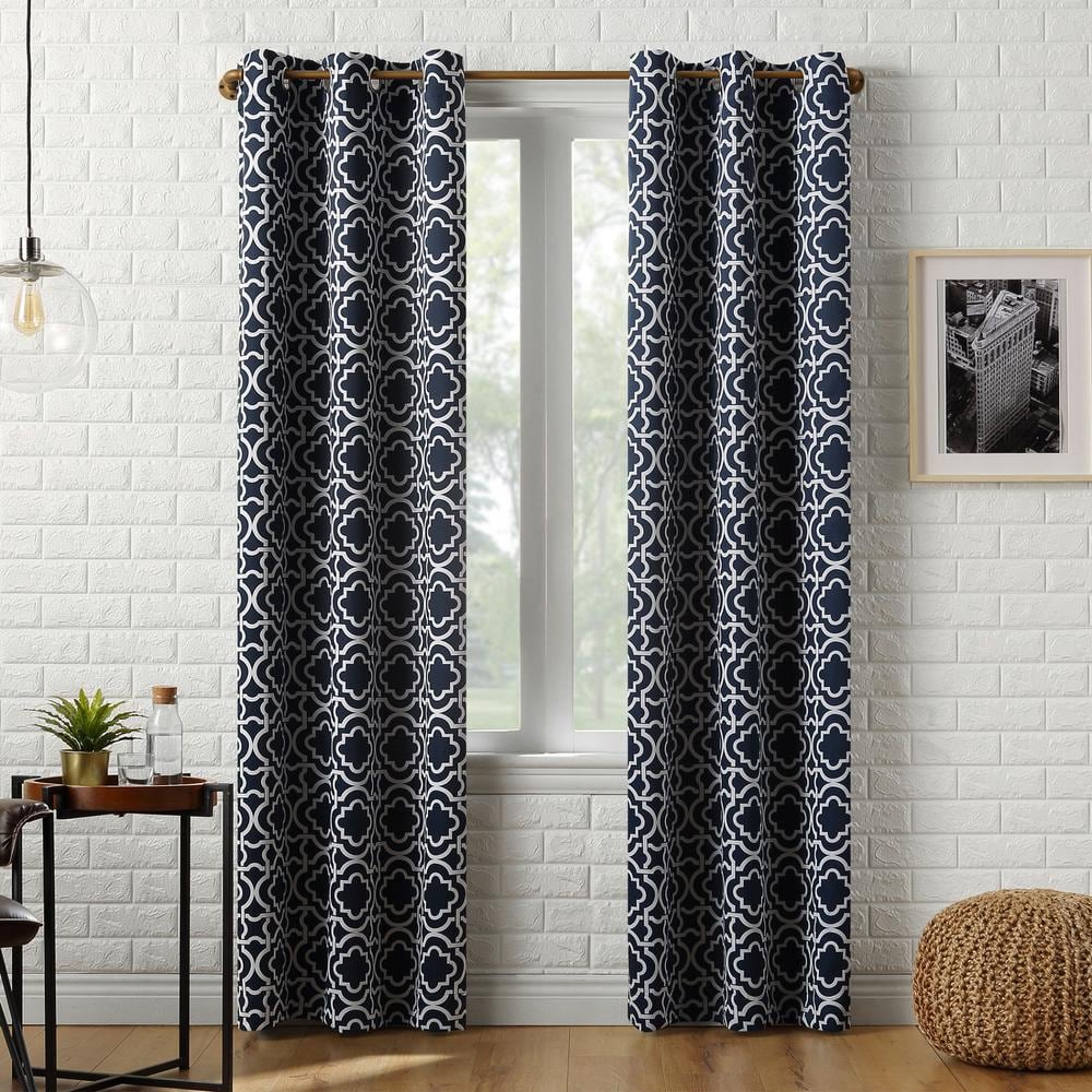 Barnett Trellis Navy Blue Polyester 40 in. W x 84 in. L Grommet Blackout Curtain (Single Panel) price history on PriceWatchPro