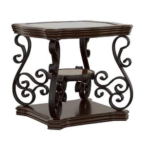 26 in. Deep Merlot Glass Top End Table