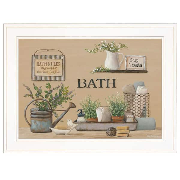 HomeRoots Charlie Farmhouse Bath 1-Piece Framed Wall Art 15 in. x 19 in.