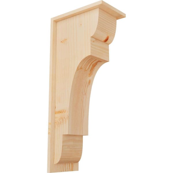 Ekena Millwork 7-1/2 in. x 12 in. x 28 in. New Brighton Smooth Douglas Fir Corbel with Backplate