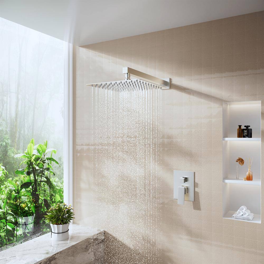 15.75" Brushed Nickel Wall Mounted Square Shower Arm with Flange