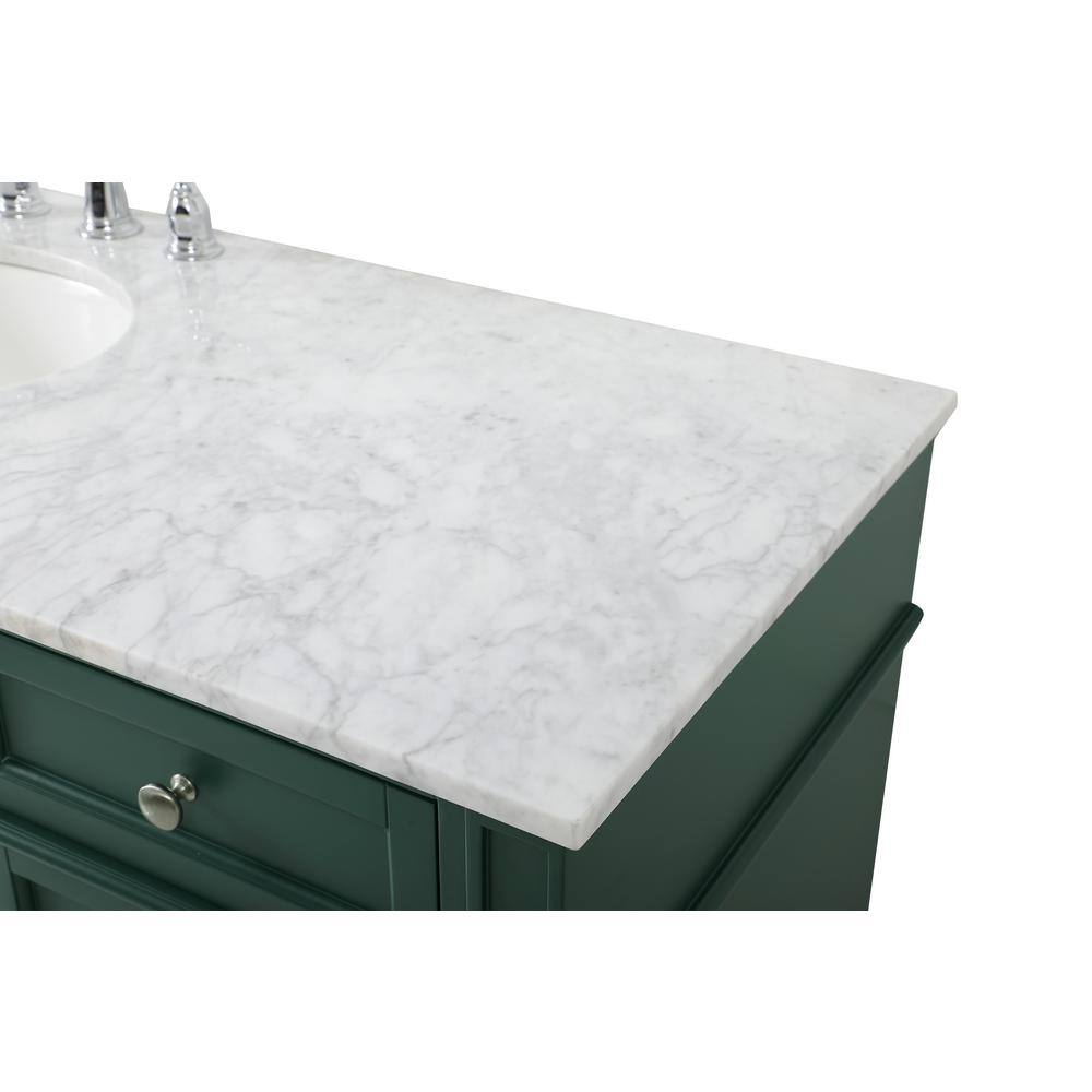 Green Solid Wood and Marble Single Bathroom Vanity