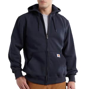 Men's Large New Navy Cotton/Polyester Rain Defender Paxton Heavyweight Hooded Zip-Front Sweatshirt