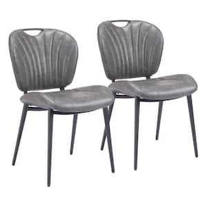 Terrence Vintage Gray 100% Polyurethane Dining Chair Set - (Set of 2)