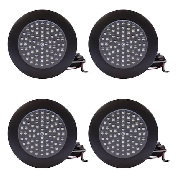 Unbranded CSE Inc. 6in. 9-Watt LED 30° Beam Angle Dimmable Downlight Cathedral Ceiling Flush Mount 4000K Black Trim Color (4-Pack)