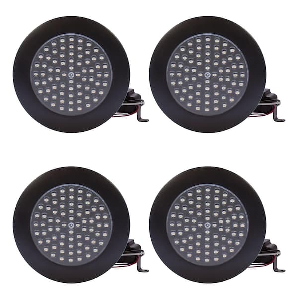 Unbranded CSE Inc. 6 in. 13-Watt LED 30° Beam Angle Dimmable Downlight Cathedral Ceiling Flush Mount 2700K Black Trim (4-Pack)