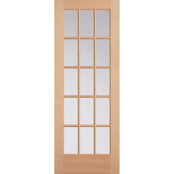 30 in. x 80 in. 15 Lite Unfinished Fir Front Exterior Door Slab