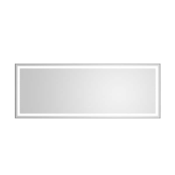Interbath 96 in. W x 36 in. H Oversized Rectangular Aluminium Framed LED Light Wall Mounted Bathroom Vanity Mirror in Black