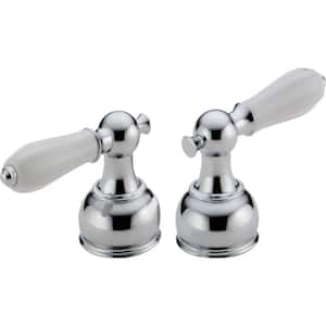 Pair of Traditional Lever Handles in Chrome for 2-Handle Faucets (2-Pack)
