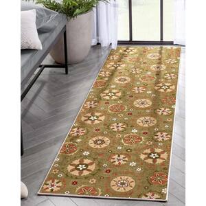 Green 2 ft. 3 in. x 7 ft. 3 in. Runner Flat-Weave Kings Court Beatrice Transitional Floral Oriental Area Rug