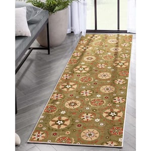 Green 2 ft. 3 in. x 7 ft. 3 in. Runner Flat-Weave Kings Court Beatrice Transitional Floral Oriental Area Rug