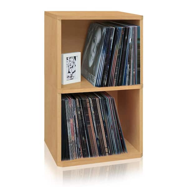 Way Basics zBoard Natural 2-Shelf Vinyl Record Storage and LP Record Album Shelf