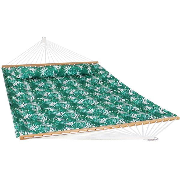 Sunnydaze 128 in. L Green Palm Leaves Spreader Bar Hammock Bed