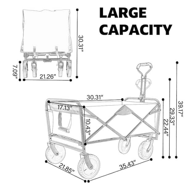 Lycvki 3.13 cu. ft. Steel Frame Garden Cart With 600D Oxford