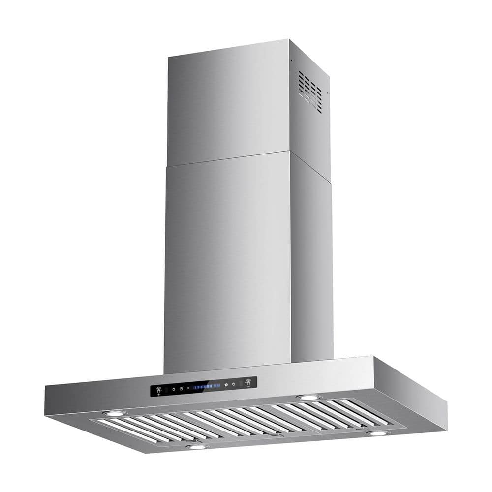 30 in. 900 CFM Ducted Island Range Hood in Stainless Steel with LED Light, 10-Year Warranty, Remote and Gesture Control