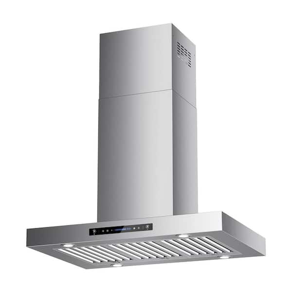 30 in. 900 CFM Ducted Island Range Hood in Stainless Steel with LED Light, 10-Year Warranty, Remote and Gesture Control