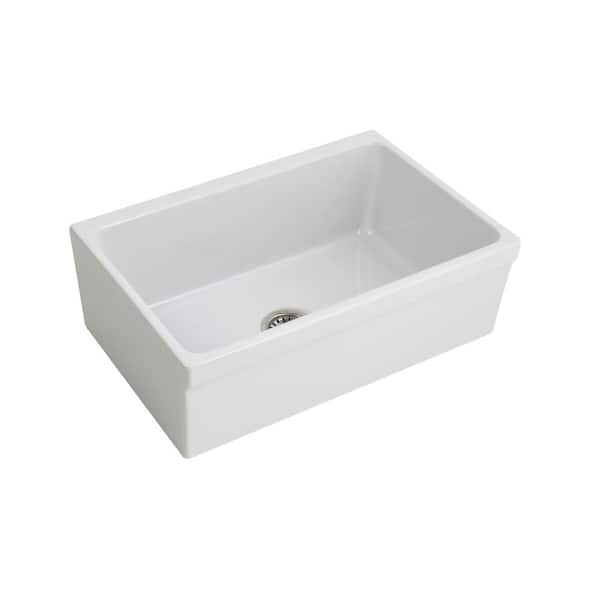Barclay Products Gannon Farmhouse Apron Front Fireclay 30 in. Single Bowl Kitchen Sink in White