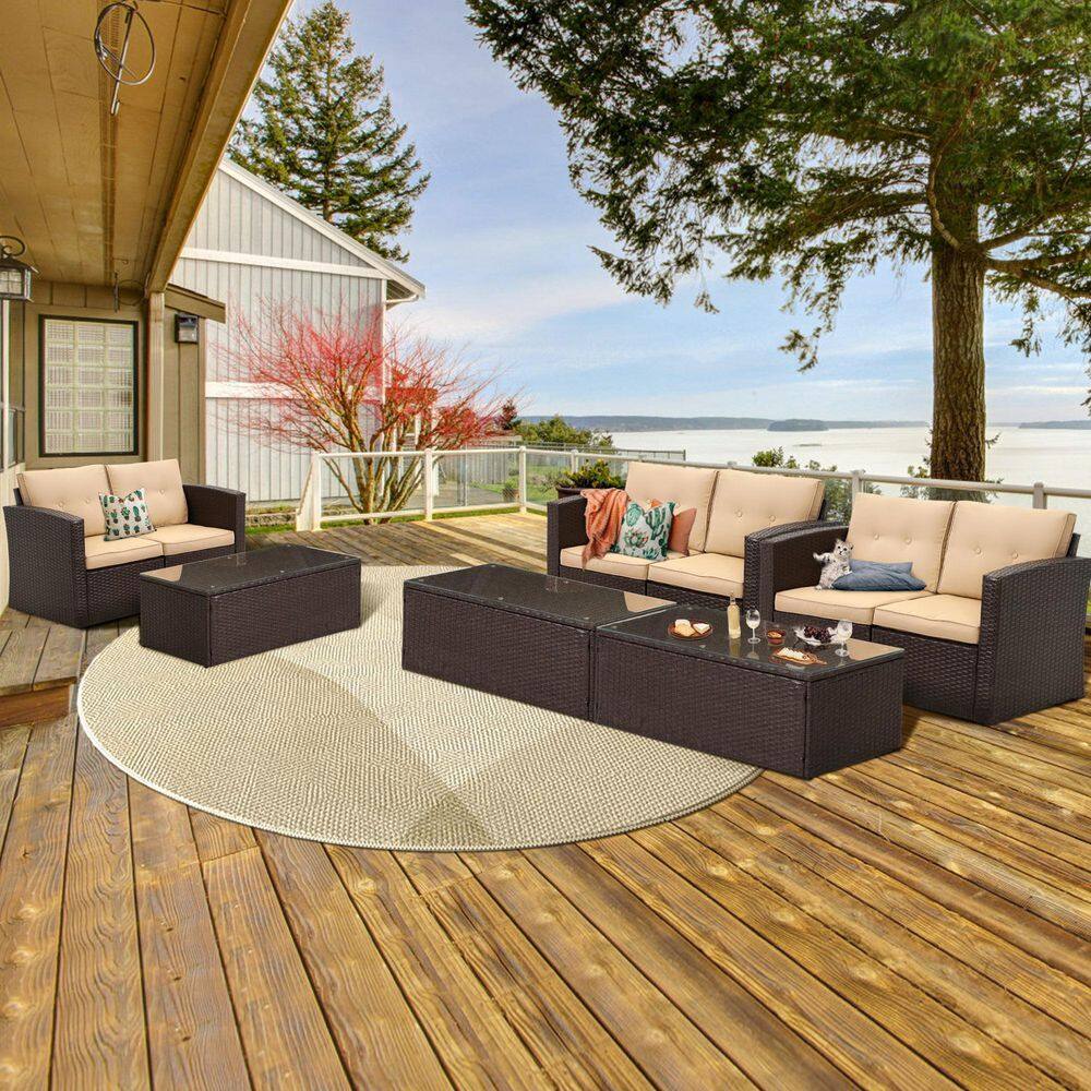 MIRAFIT 7-Piece Aluminum Patio Conversation Set with Table and Gray  Cushions FRQ006-WGY - The Home Depot