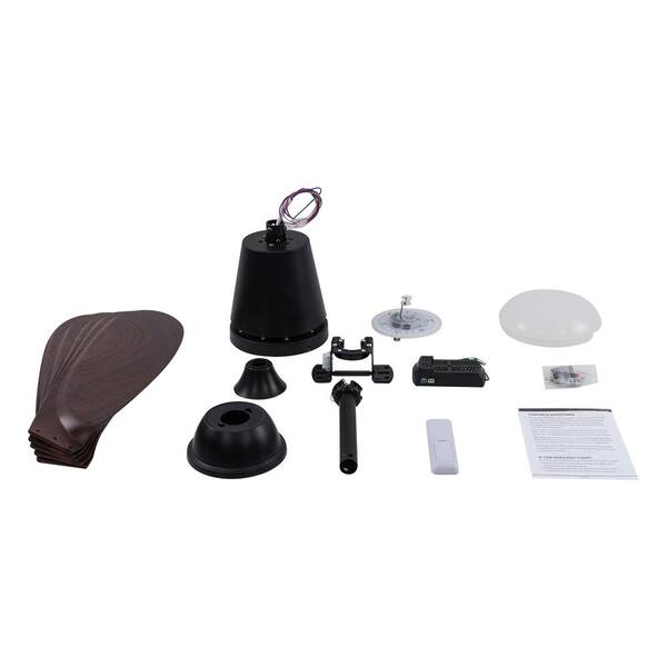 OUKANING 52 in. Indoor Black Modern Ceiling Fan with 3-Color