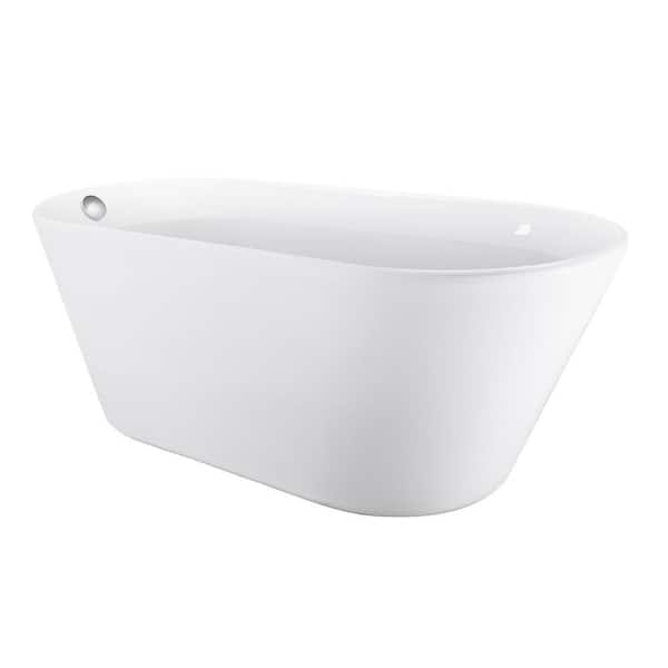 EPOWP 69 in. Acrylic Freestanding Flatbottom Non-Whirlpool Bathtub in White