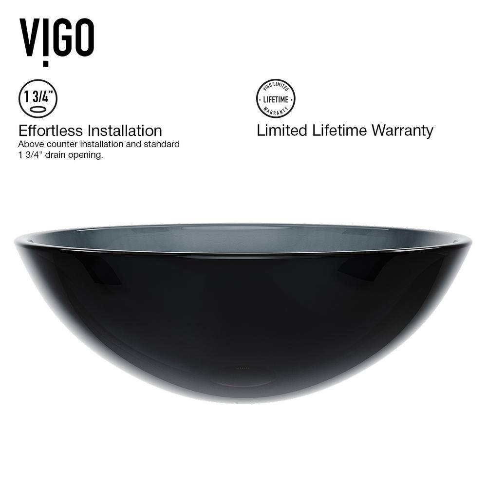 Giovanni Sheer Black Glass Round Vessel Bathroom Sink