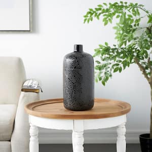 Uniquewise Contemporary Black Table Vase With Dripping Crystal