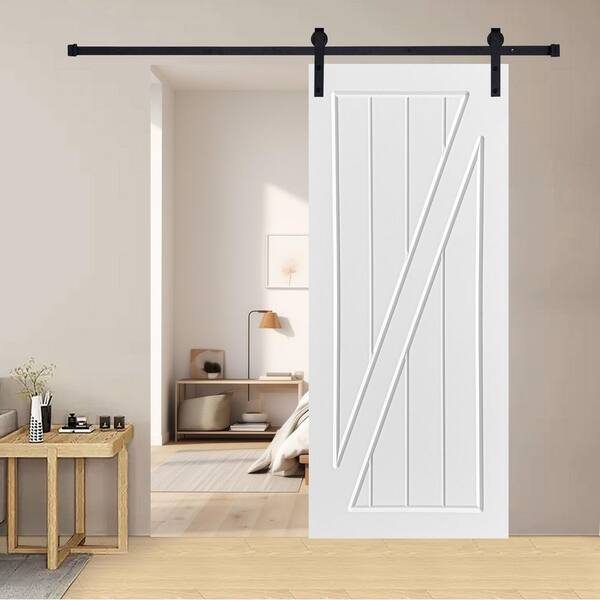 AIOPOP HOME Modern Z Frame Panel 21 in. x 84 in. MDF White Barn