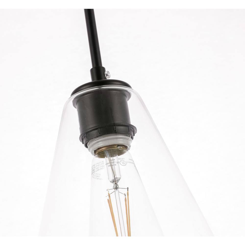 Gene 7.1" Contemporary Black and Clear Glass LED Pendant