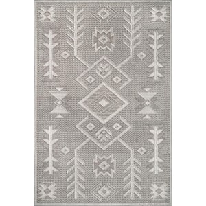 Theresa Textured Southwestern Gray 7 ft. x 9 ft. Transitional Area Rug