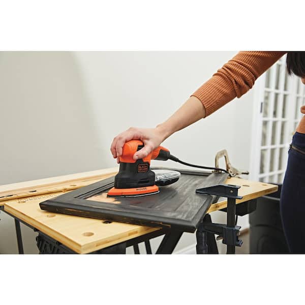 BLACK+DECKER Mouse Detail Sander, Compact with IRWIN QUICK-GRIP Clamps,  One-Handed, Mini Bar, 6-Inch, 4-Pack (BDEMS600 & 1964758) 