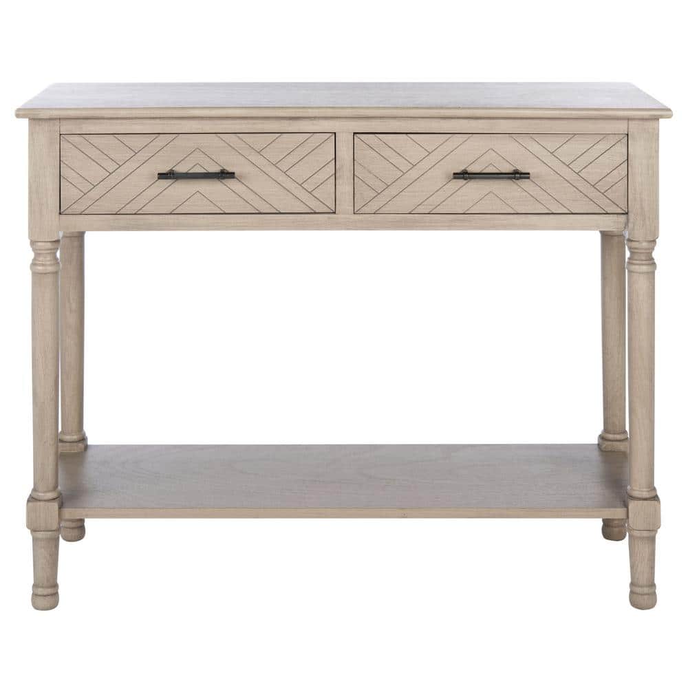 Peyton 40'' Off-White and Brown Wood Console Table with Storage