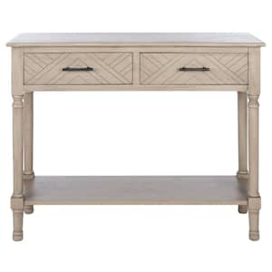 Peyton 2-Drawer Off-White/Brown Wood Console Table