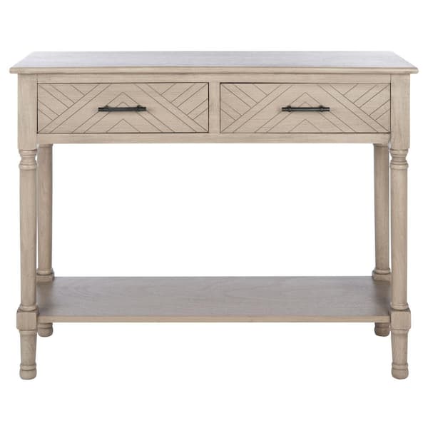 SAFAVIEH Peyton 2-Drawer Off-White/Brown Wood Console Table