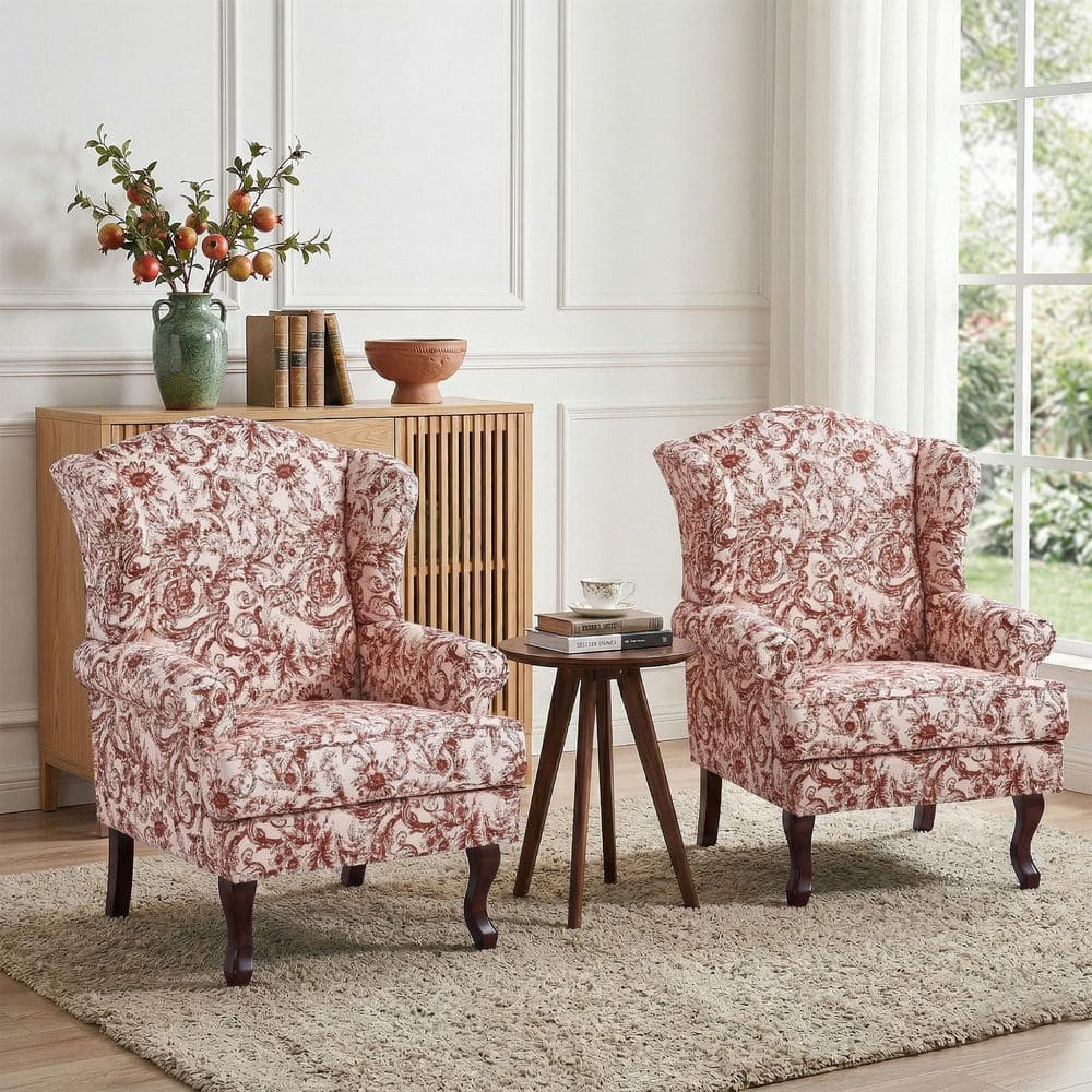 mj　チェア Uixe Mid-Century Retro Style Rococo Orange Chenille Upholstered