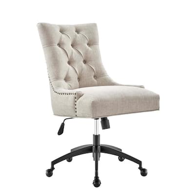 Regent Tufted Beige Fabric Seat Office Chair with Matte Black Metal Base