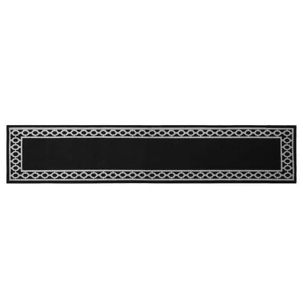 Machine Washable Non-Skid Black/Twisted Gray  2.5 ft. x 12 ft. All Loop Tufted Area Rug