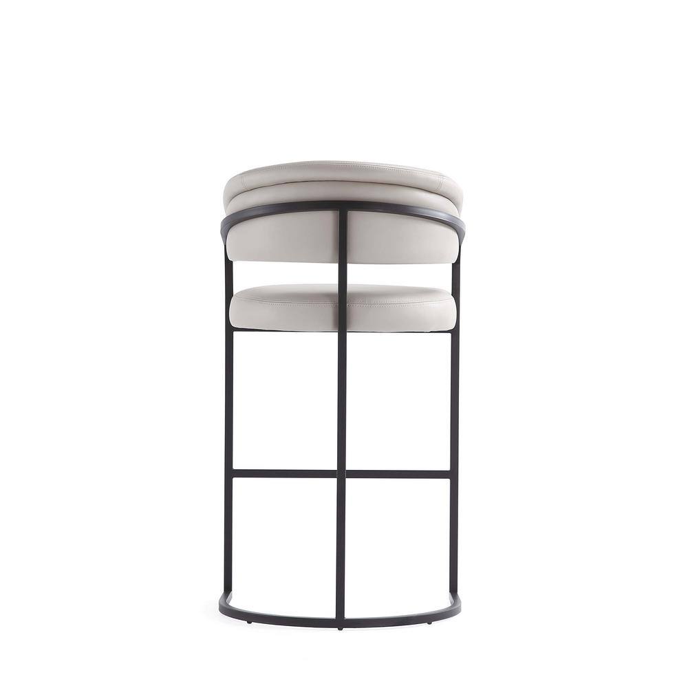 Augusta Light Gray Leatherette Upholstered Barstool with Metal Frame