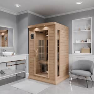 2-Person Indoor Hemlock Wood Infrared Sauna with Touch Control Panel, Bluetooth and LED Lights