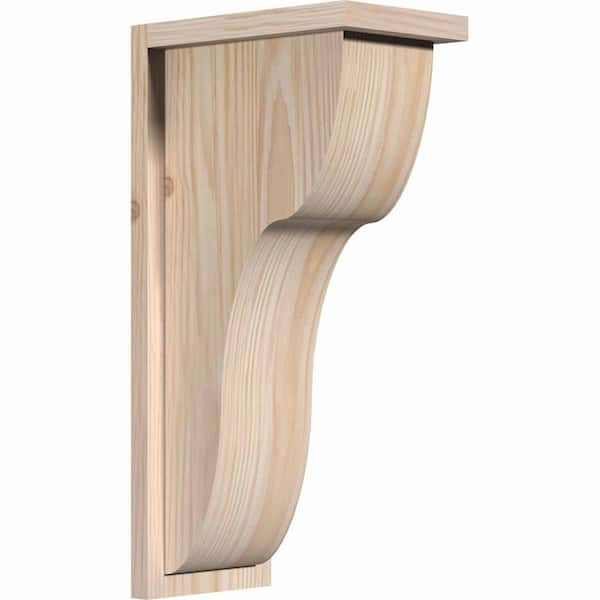 Ekena Millwork 7-1/2 in. x 12 in. x 24 in. Douglas Fir Carmel Smooth Corbel with Backplate