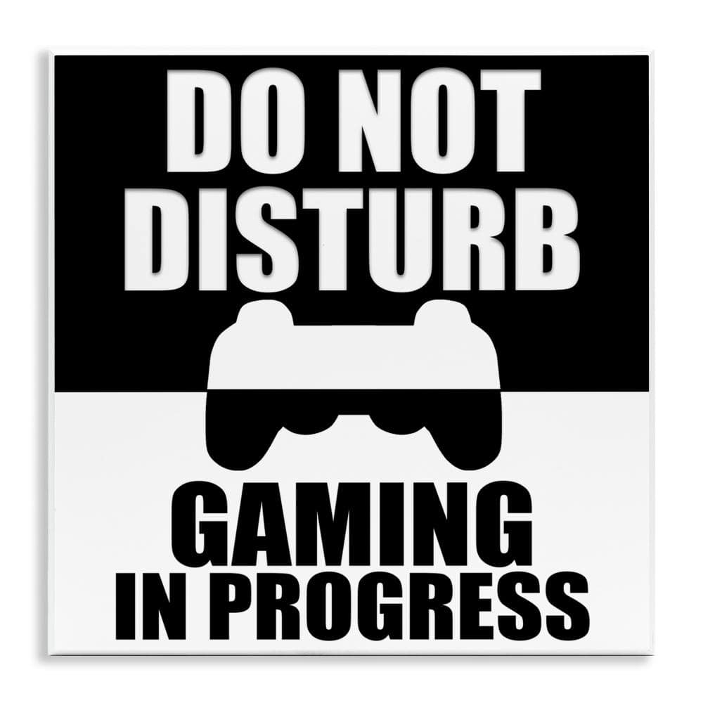 Do Not Disturb Minimal Gamer Wall Plaque Art 12 in. x 12 in., design by Kim Allen